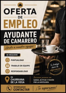 OFERTA DE EMPLEO | AYUDANTE DE CAMARERO