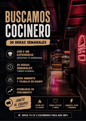 Con o sin experiencia - Cocinero