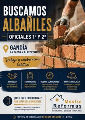 Buscamos Albañiles Oficiales I Gandía