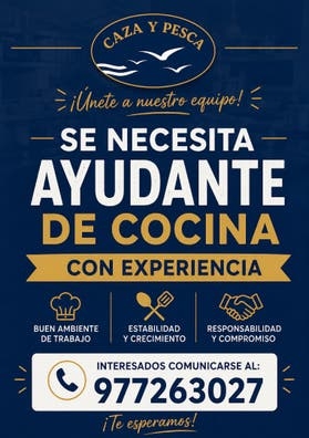 Se necesita ayuda de de cocina