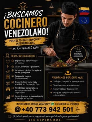 ???‍? BUSCAMOS COCINERO VENEZOLANO