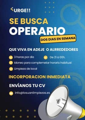 Operario/a, preferible varón por horario