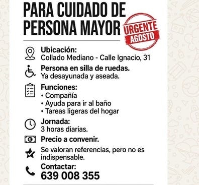 CUIDADOR DOMÉSTICO - PERSONA MAYOR