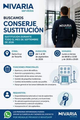 CONSERJE – SUSTITUCIÓN SEPTIEMBRE 2026