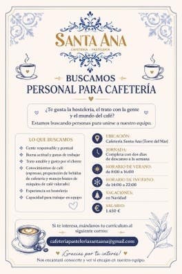 Se busca personal para cafetería