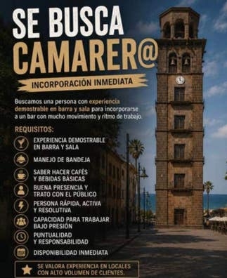 CAMARER@ CON EXPERIENCIA