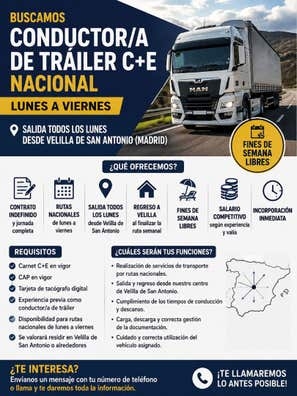 Conductor/a de Tráiler Nacional Madrid