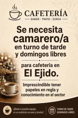 Se necesita Camarero/a  de tarde