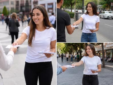 promotora para repartir publicidad