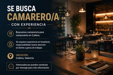 Se busca camarero/a con experiencia