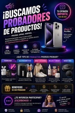 BUSCAMOS PROBADORES DE PRODUCTOS