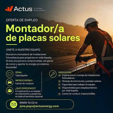 MONTADOR/A PLACAS SOLARES