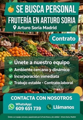 Buscamos personal para Frutería en Artur