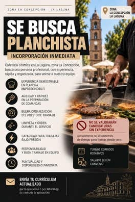 PLANCHISTA – INCORPORACIÓN INMEDIATA