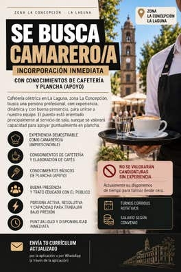 CAMARERO/A – INCORPORACIÓN INMEDIATA