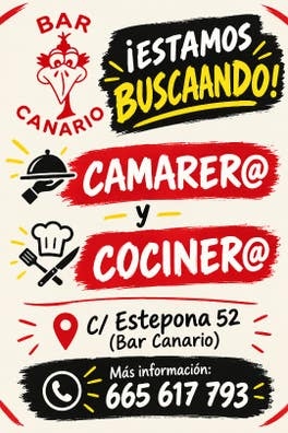 se busca camarer@ y cociner@