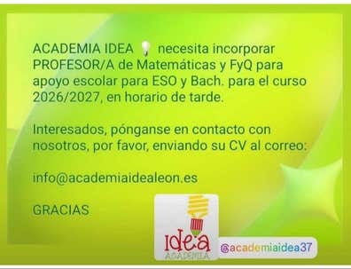 Vacante Profesor/a de apoyo escolar