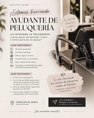 Peluquera / ayudante de peluqueria