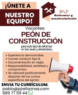 vacantes peón de la construcción