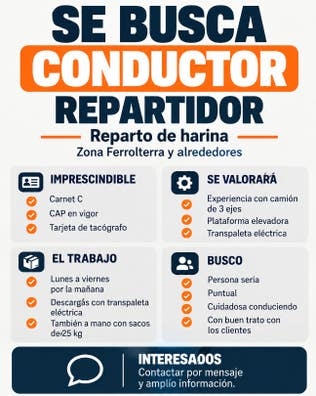 Conductor camión reparto harina