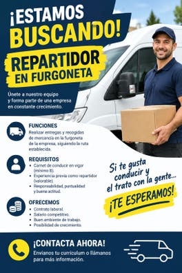 Se precisan repartidores para furogneta