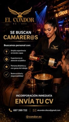 camarera  sala o barra discoteca parla