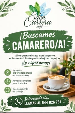 se necesita camarero/a