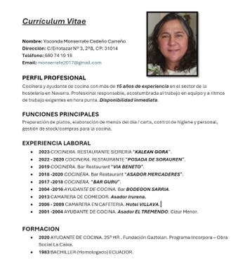 Cocina c experi trabajaría en Pamplona