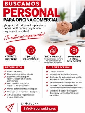 Incorporamos personal comercial