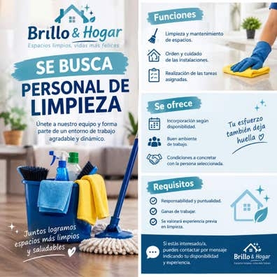 SE BUSCA PERSONAL DE LIMPIEZA