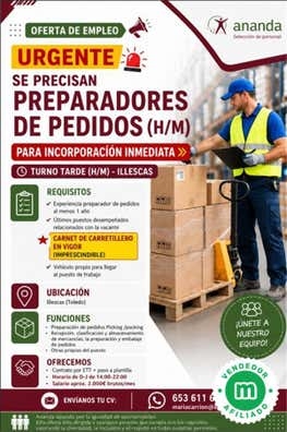 PREPARADOR PEDIDOS D-J (H/M)-Illescas