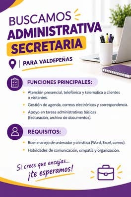 Puesto de administrativa / secretaria
