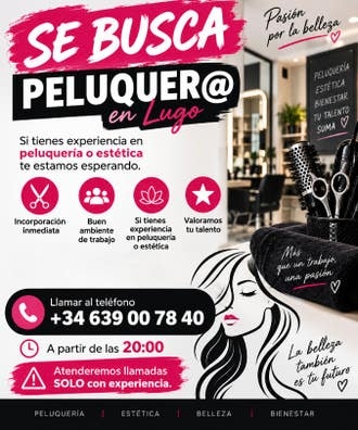 Se busca peluquer@ con experiencia Lugo