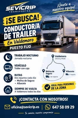 ? ¡BUSCAMOS CONDUCTOR/A DE TRÁILER!
