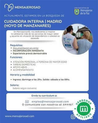 CUIDADORA INTERNA | HOYO DE MANZANARES