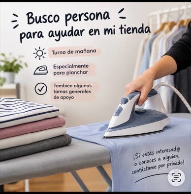 Se busca persona para planchado y apoyo