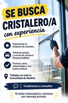 SE BUSCA CRISTALERO/A - MADRID
