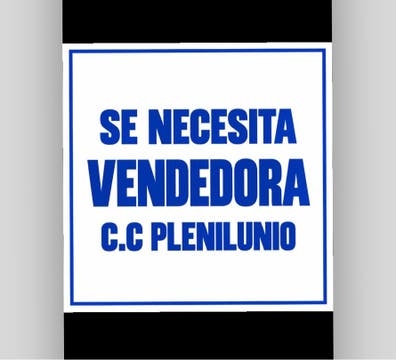 Se necesita vendedora