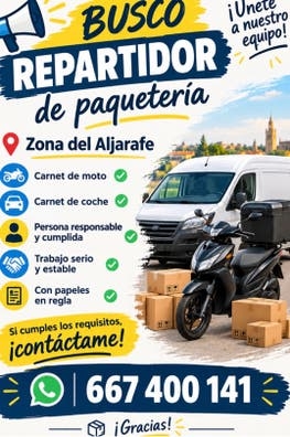 Repartidor de paqueteria zona aljarafe