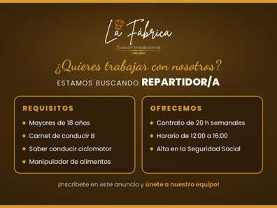 Repartidor/a con carnet B, media jornada