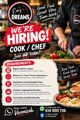 COOK WANTED – URBANISATION LA MARINA