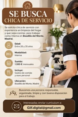 Se solicita Cocinera y Domestica