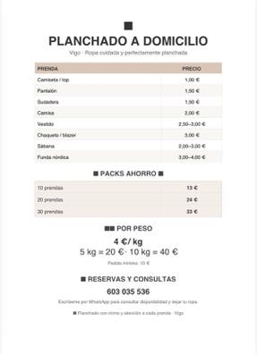 Planchado en domicilio economico