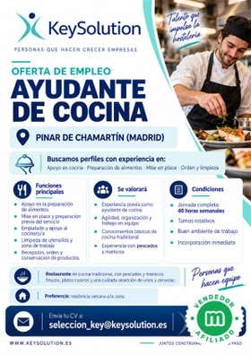 AYUDANTE DE COCINA 40H - PINAR CHAMARTIN