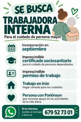 Trabajadora Interna Irún Sociosanitario