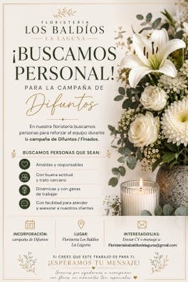 Se busca personal para floristeria