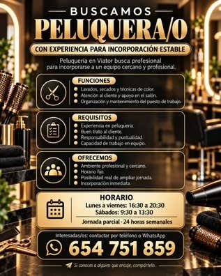 PELUQUERA/O CON EXPERIENCIA – VIATOR