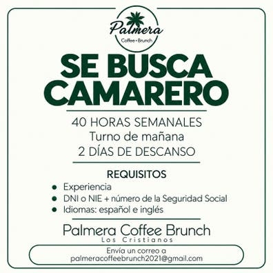 Se busca camarero en los cristianos