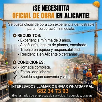 EMPLEO, OFICIAL DE OBRA